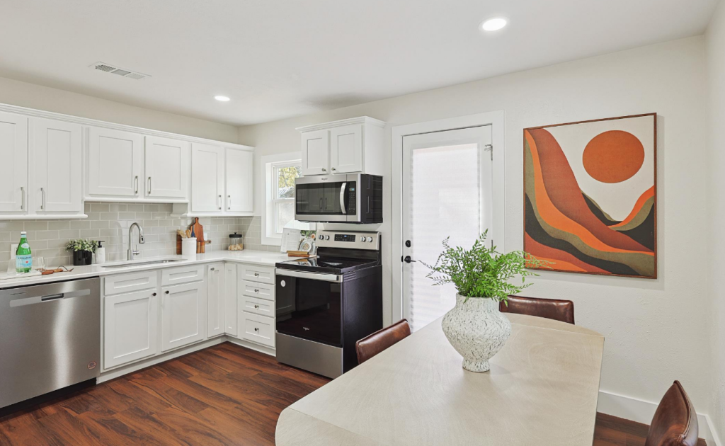 Sleek, remodeled kitchen with island