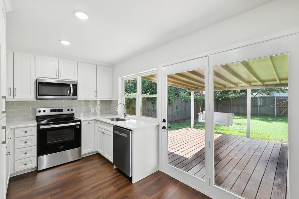 High-end kitchen with stainless steel appliances