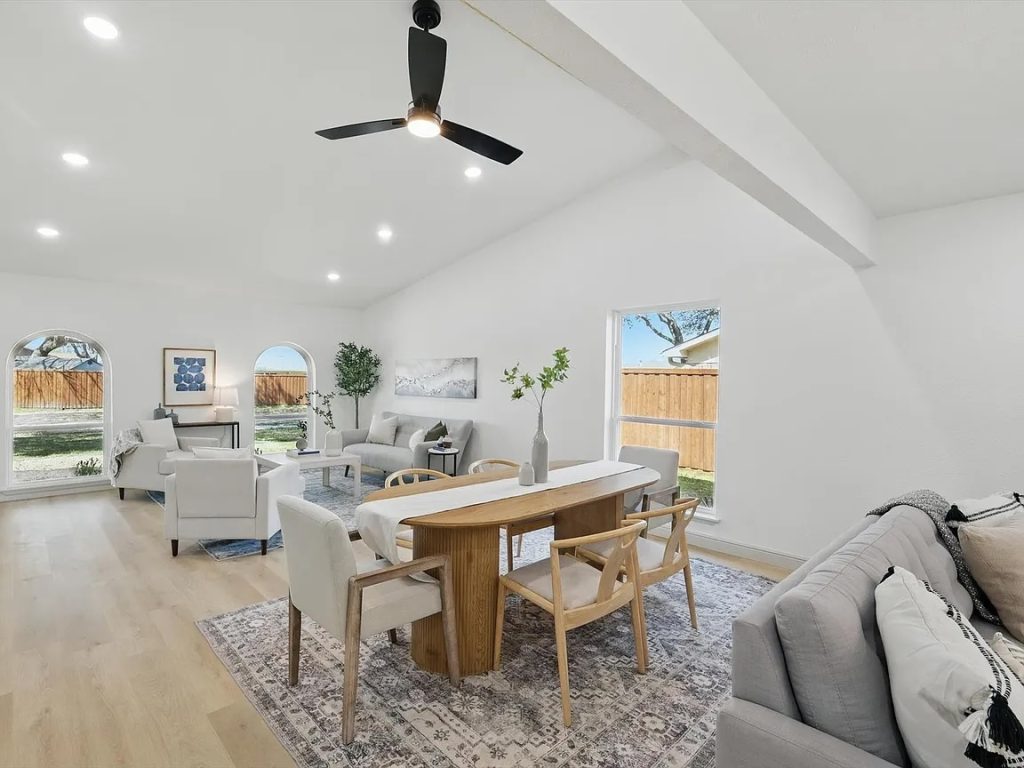 Open concept living and dining area