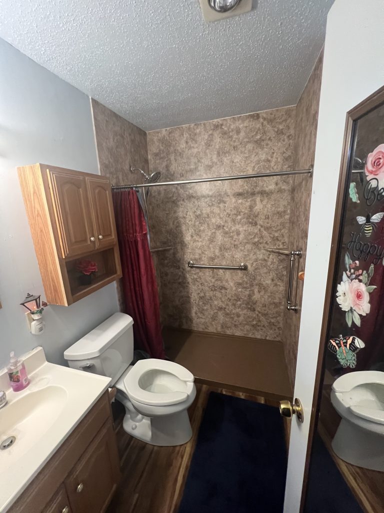 Master bathroom with old vanity