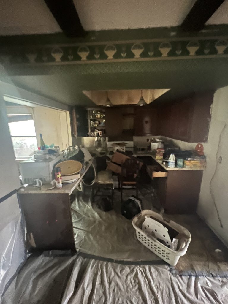 Dark, enclosed kitchen