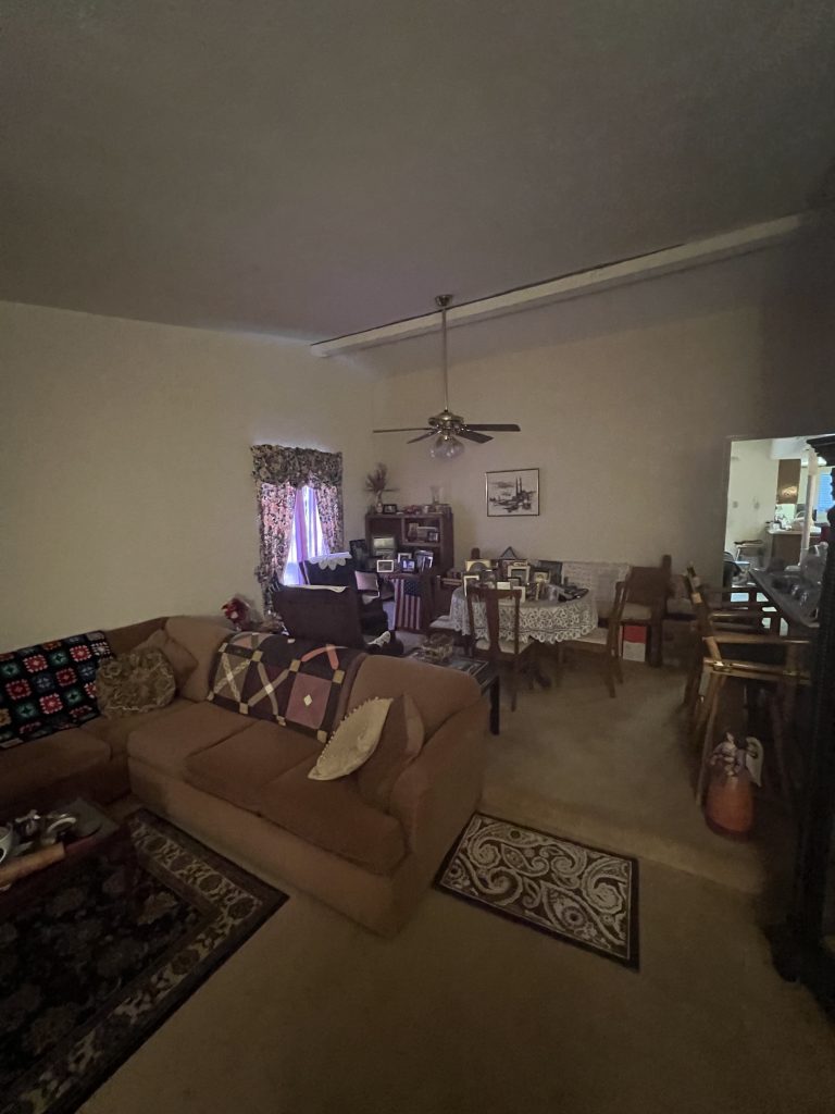 Closed-off living and dining area